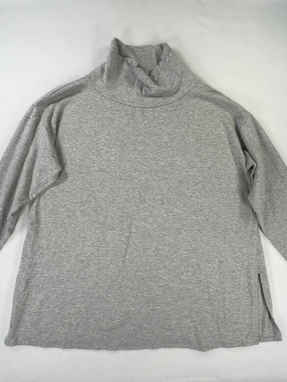 Eileen Fisher Turtleneck Top TENCEL Lyocell Heather Gray Women's Size XL